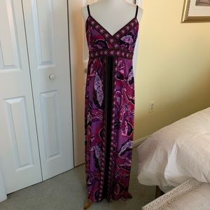 Boho maxi dress purple/black/pink sz XL